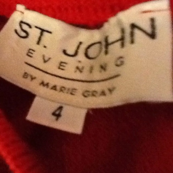 St John Evening Red Knit Long Skirt Size 4 - Picture 3 of 5